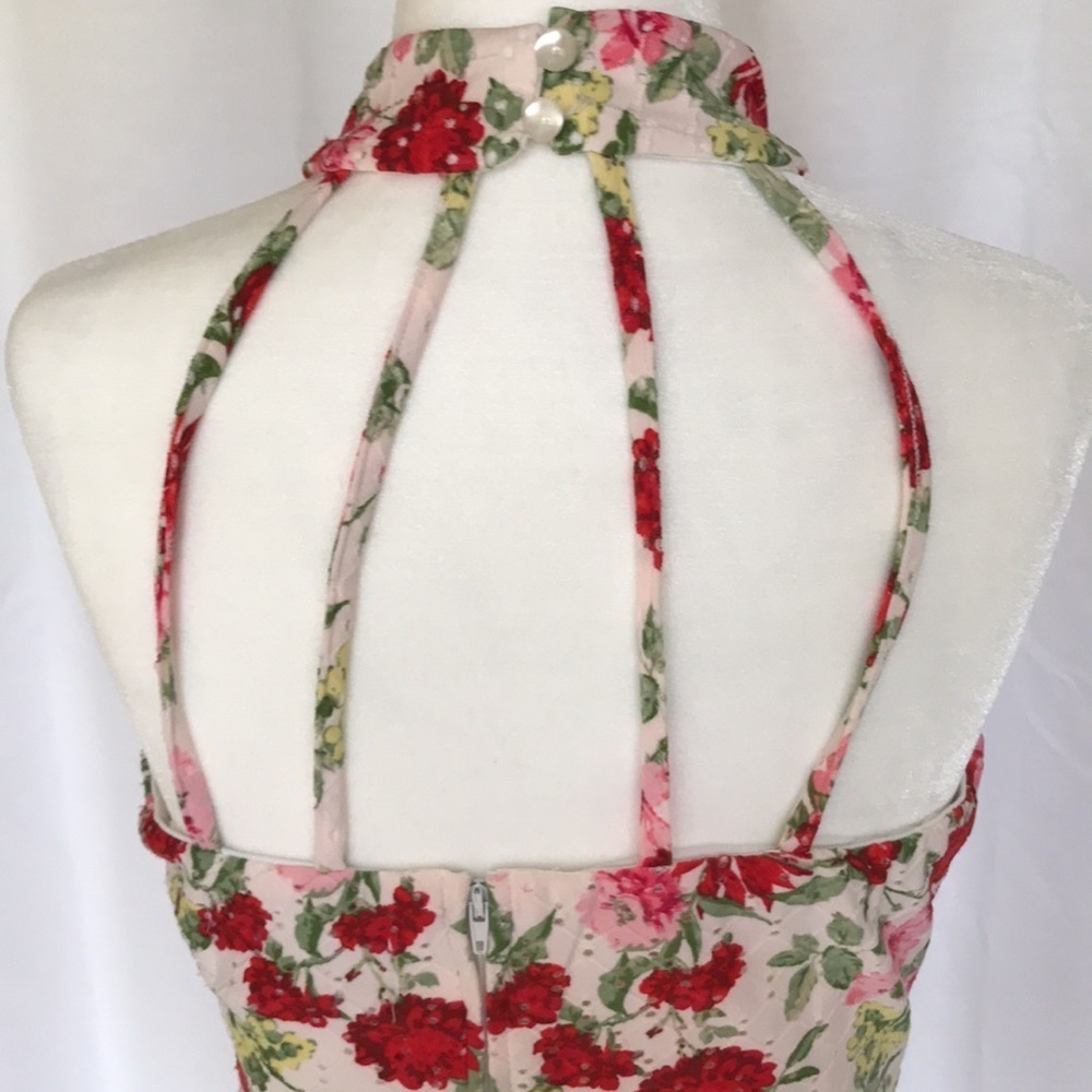 New As U Wish junior floral print eyelet halter, fit & flare dress Sz 5/6,9/10 - Picture 4 of 13